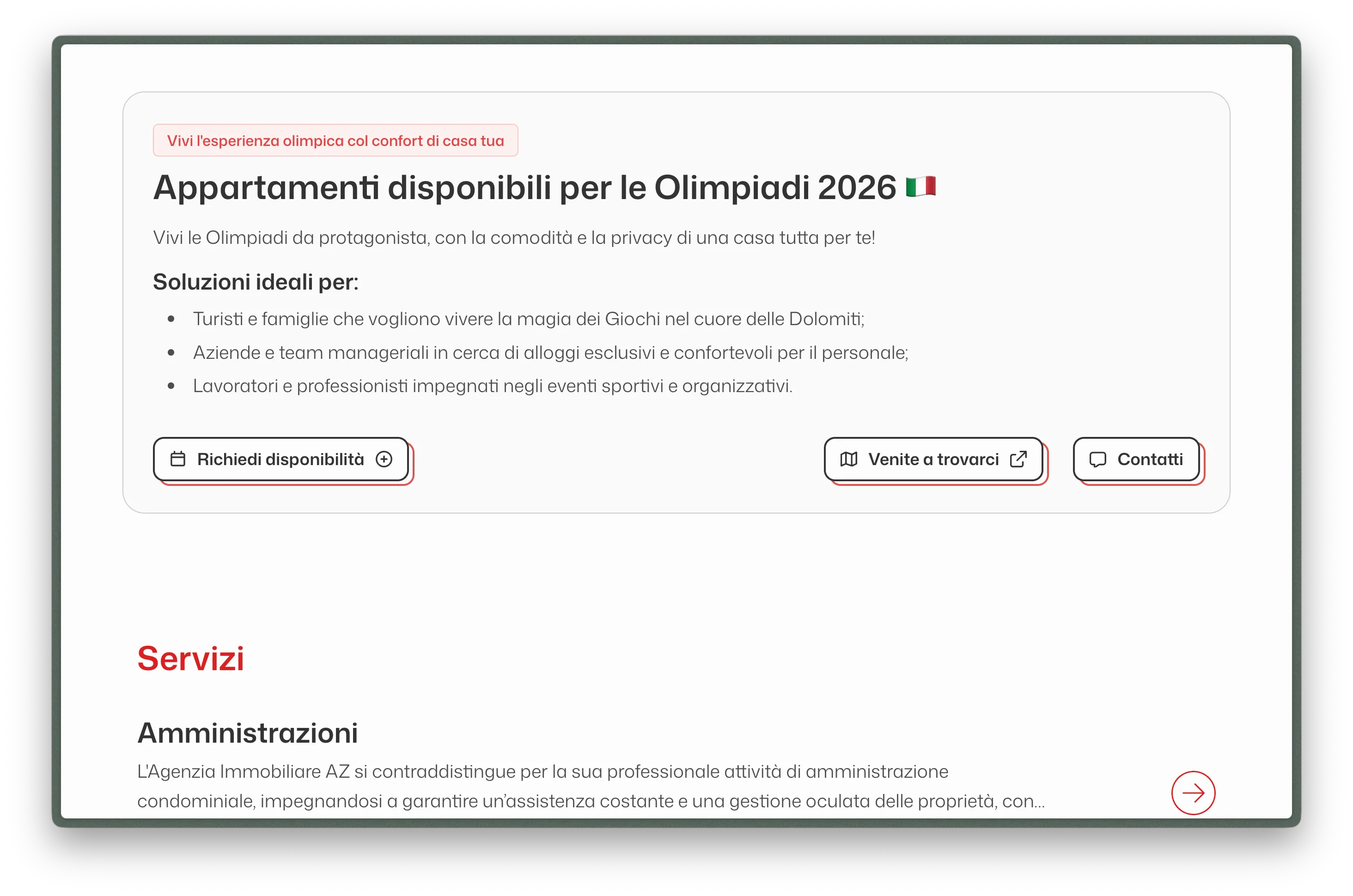 Immobiliare AZ - Richiesta disponibilità olimpiadi
